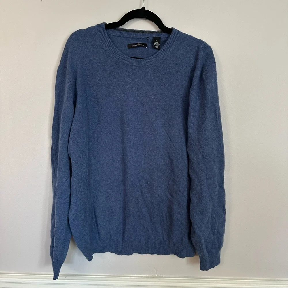 Men’s Long Sleeve Navy Blue 100% Cashmere Ribbed Crewneck Sweater Size XL GUC